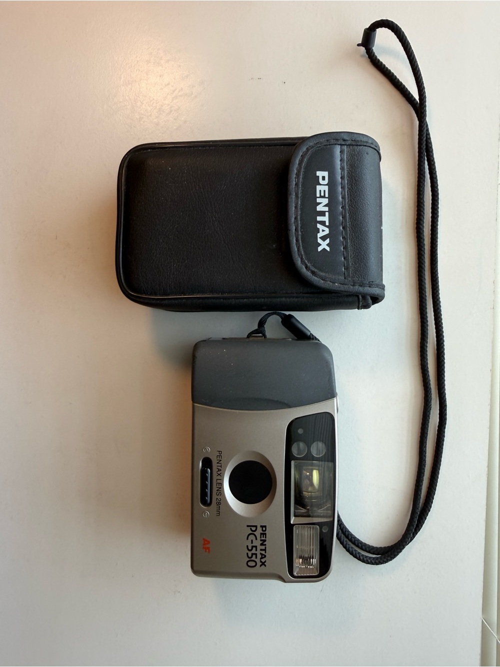 Pentax PC-550 Compact 35mm Film Camera - Black/Silver-Untested